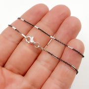 Z9SBF. Cable Oxidized Black and Silver Chain with tubes